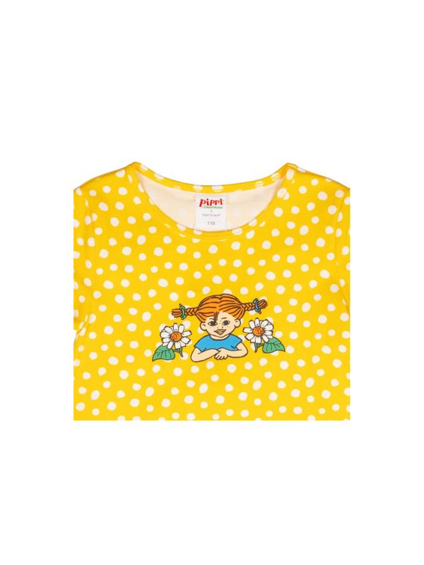 Prickig klänning med fickor Pippi Långstrump - Gul