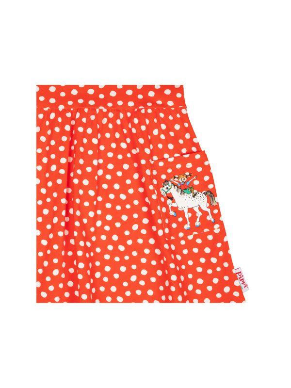 Prickig klänning Pippi Långstrump & Lilla Gubben - Röd