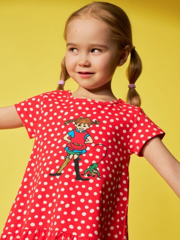 Short sleeved dress with dots Pippi Longstocking