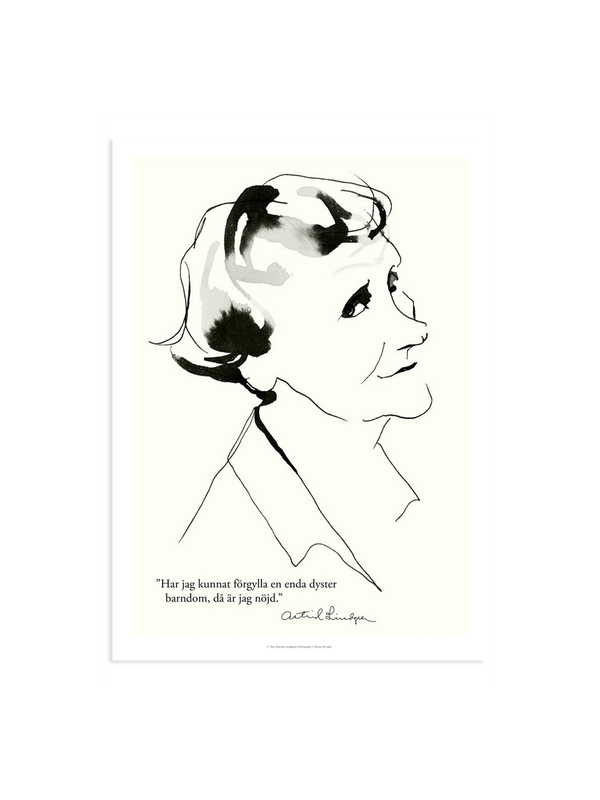 Poster Astrid Lindgren - Dann bin ich zufrieden - 21x29,7 cm