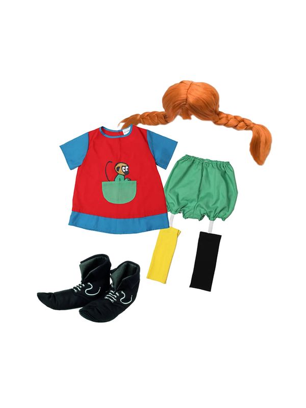Costume set Pippi Longstocking - Dress up clothes, Pippi wig & boots
