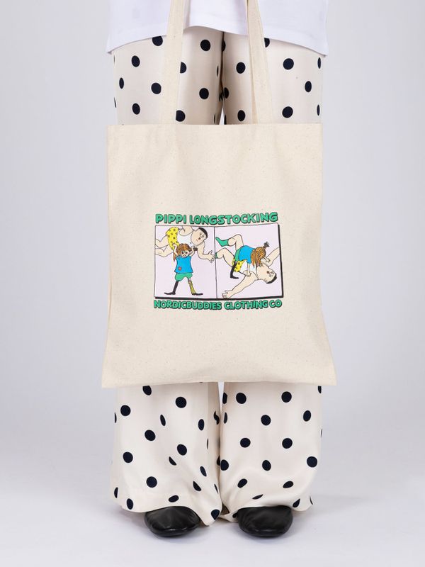 Totebag Pippi Longstocking Strong - White