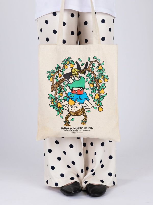Totebag Pippi Longstocking Upside down - White