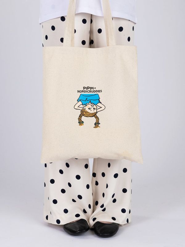Totebag Pippi Longstocking Upside down - White