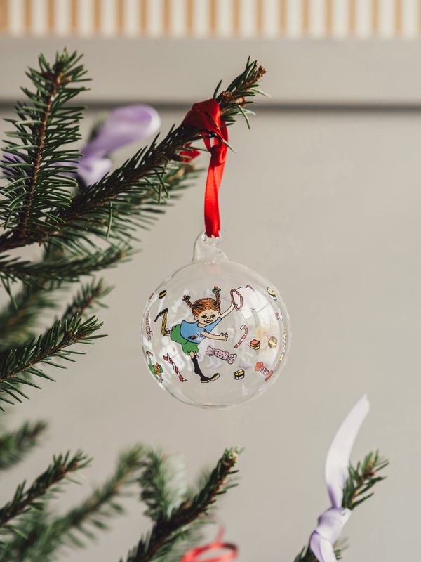 Weihnachtskugel Pippi Langstrumpf & Bonbons – Ø 7 cm