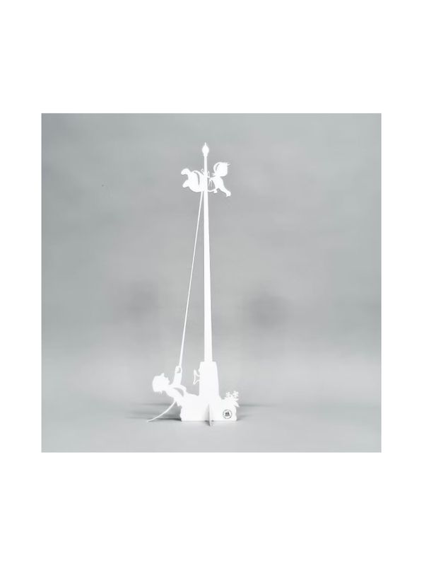 Silhouette Emil in Lönneberga - Ida up the flagpole, white