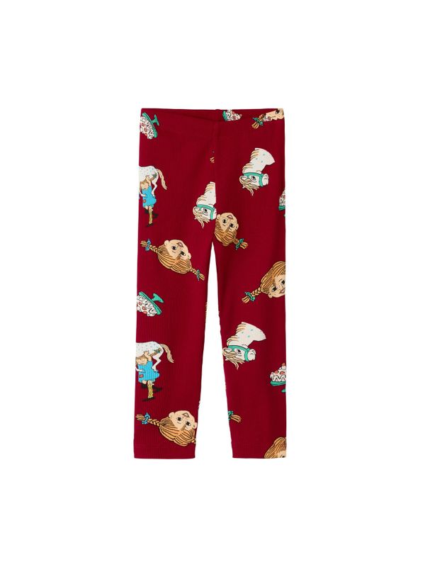 Leggings Pippi Longstocking & Little Old Man - Dark red
