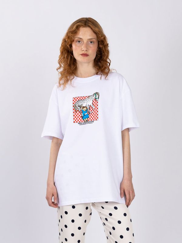 T-shirt Pippi Longstocking lifting horse - Red print