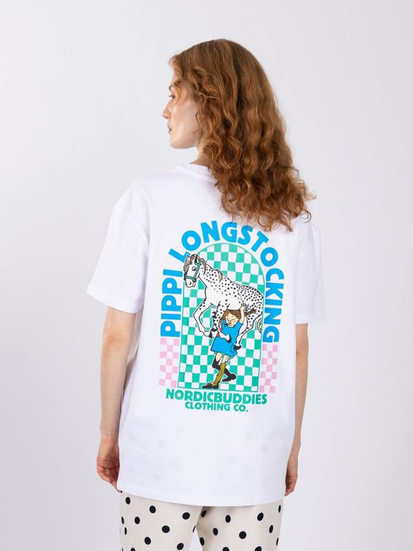 T-shirt Pippi Longstocking lifting horse - Blue print