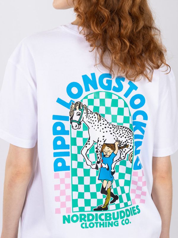 T-shirt Pippi Longstocking lifting horse - Blue print