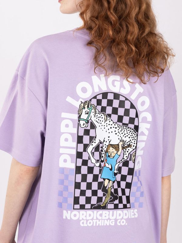 T-shirt Pippi Longstocking lifting horse - Purple