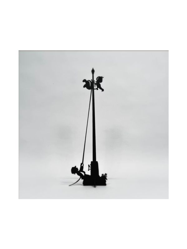 Silhouette Emil in Lönneberga - Ida up the flagpole, black