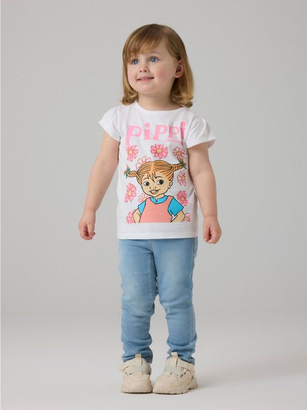 T-shirt Pippi Långstrump Blommor - Vit