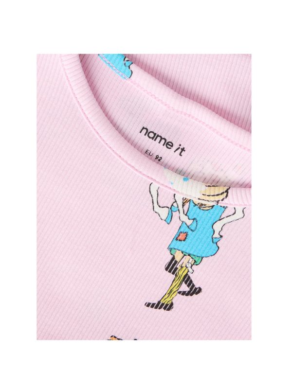 Rippstrick-Shirt Pippi Langstrumpf – Rosa