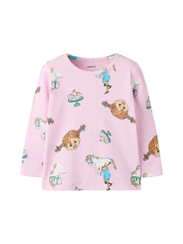 Rippstrick-Shirt Pippi Langstrumpf – Rosa