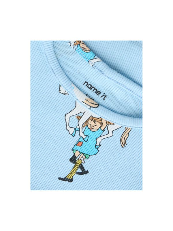 Rippstrick-Shirt Pippi Langstrumpf – Blau