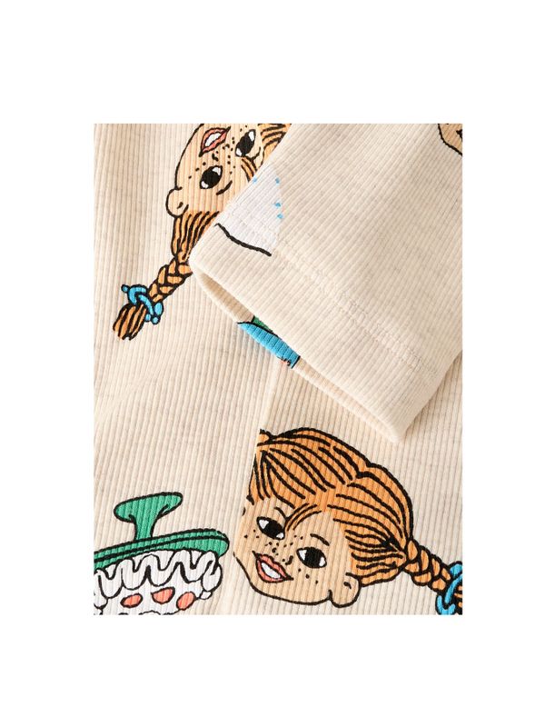 Rippstrick-Leggings Pippi Langstrump – Beige