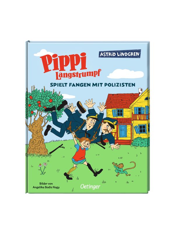 Pippi Langstrumpf spielt Fangen mit Polizisten
