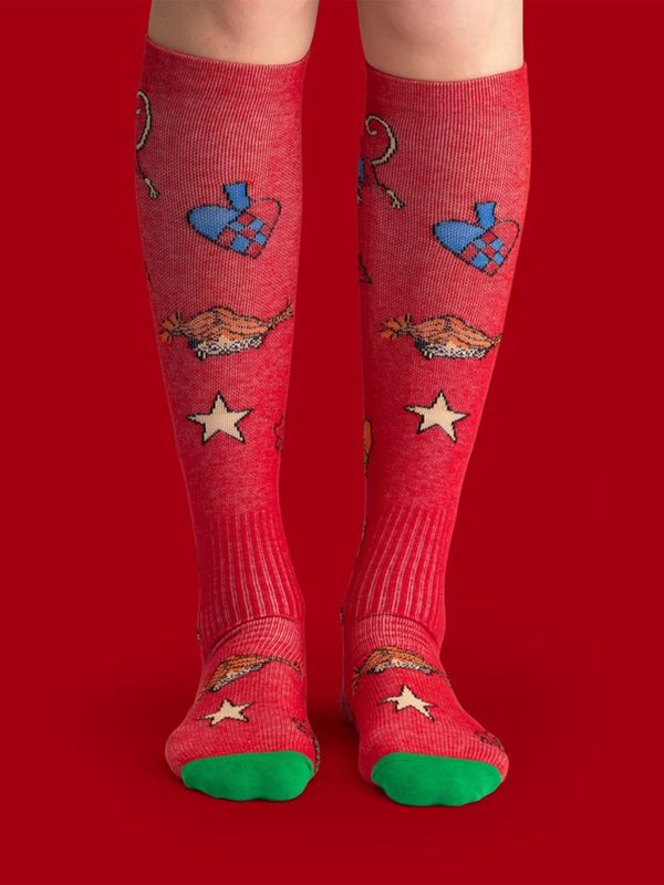 Compression Socks Pippi Longstocking Christmas design - Adult