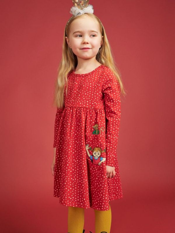 Dress Pippi Longstocking & Mr. Nilsson Dots - Red