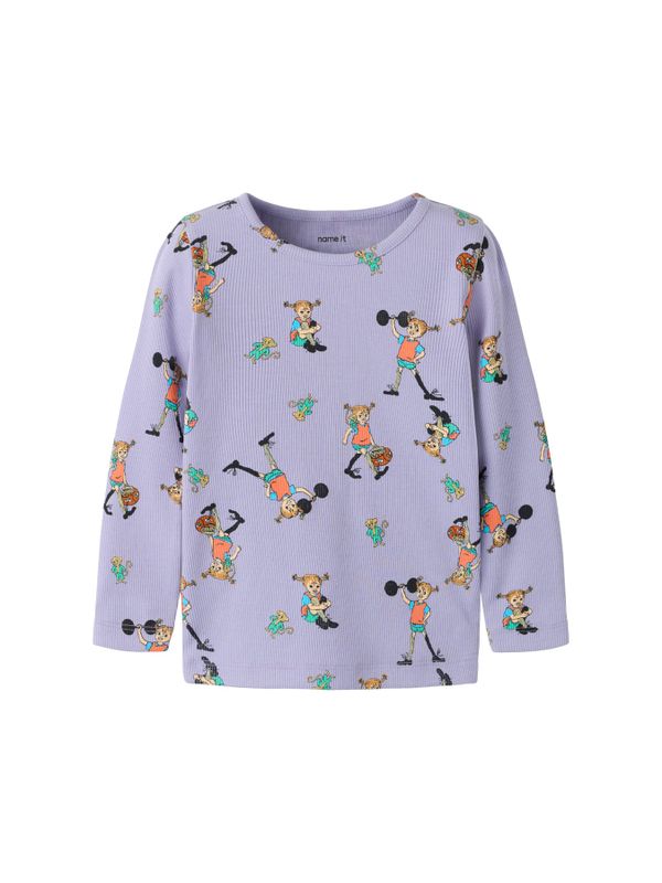 Rippstrick-Shirt Pippi Langstrumpf – Lila