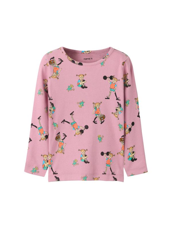 Rippstrick-Shirt Pippi Langstrumpf – Rosa