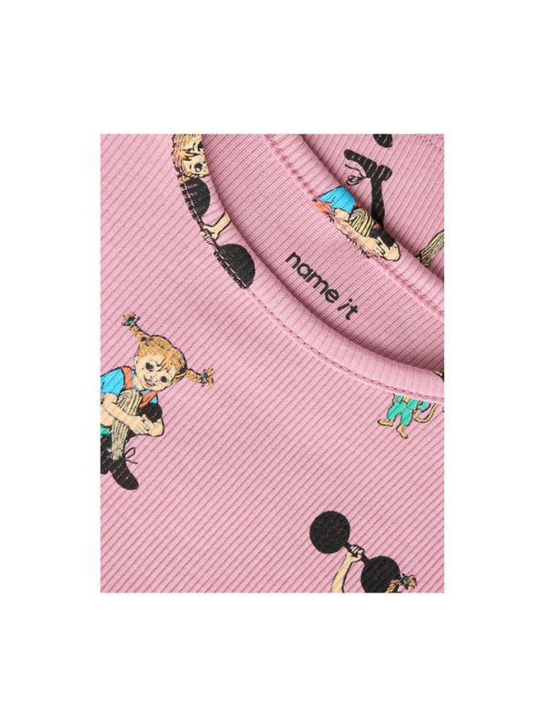 Rippstrick-Shirt Pippi Langstrumpf – Rosa