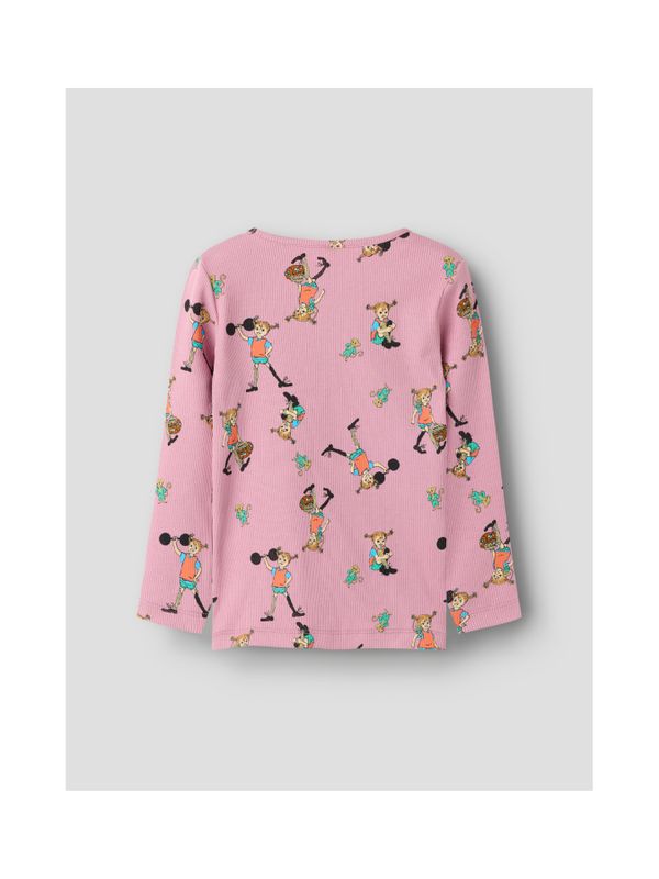Rippstrick-Shirt Pippi Langstrumpf – Rosa