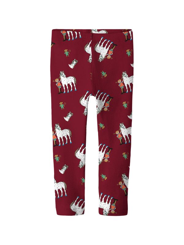Ribbstickade leggings Pippi Långstrump - Röd