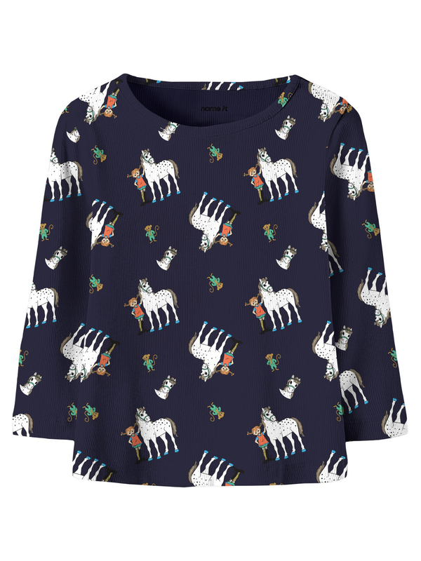 Shirt Rippstrick Pippi Langstrumpf – Dunkelblau