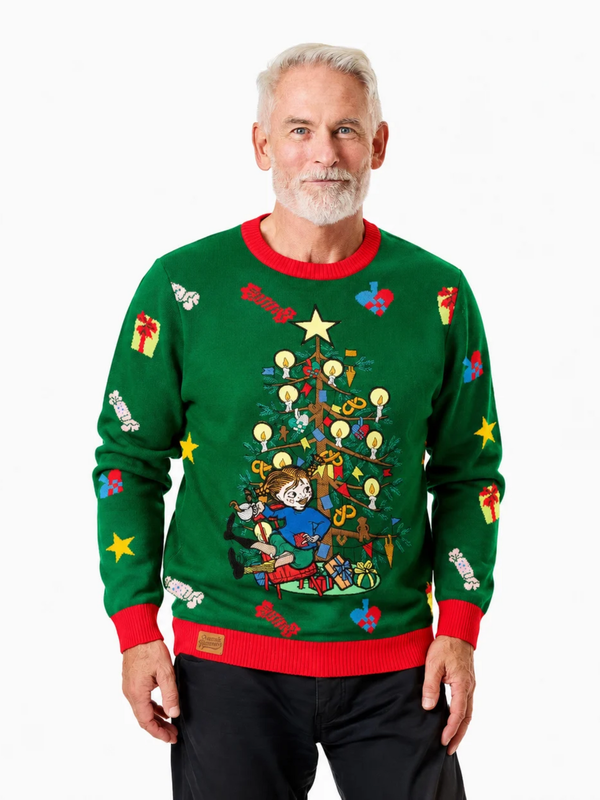 Weihnachtspullover Pippi Langstrumpf am Weihnachtsbaum – Unisex