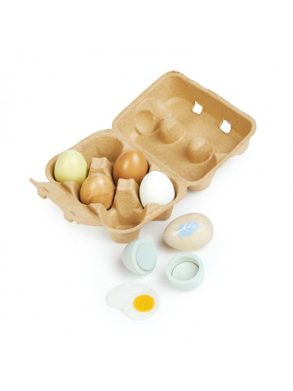 Wooden eggs in carton 6-pack