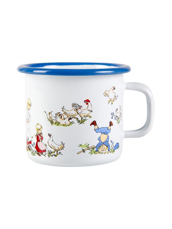 Enamel mug Emil with family White 0.25 l