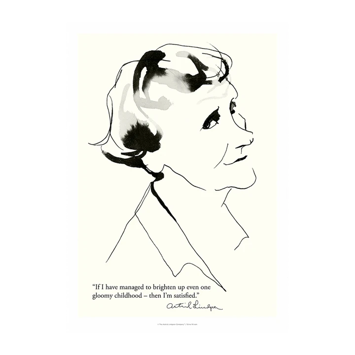 Poster Astrid Lindgren - Then I'm satisfied - 21x30 cm