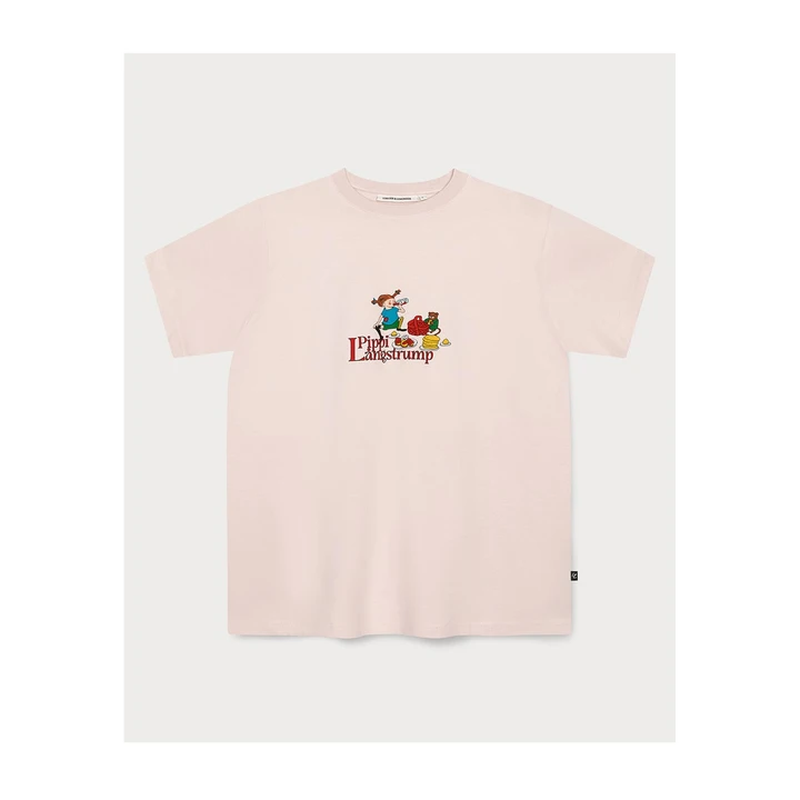 T-shirt Pippi Longstocking picnic - pink
