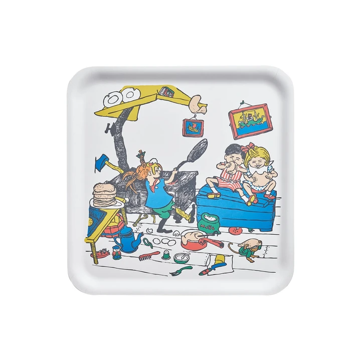 Tablett Pippi Langstrumpf - Weiß 33 x 33 cm