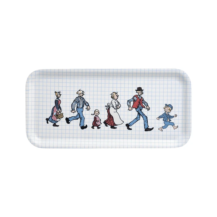 Bricka Emil och hans familj 27x13 cm - Vit