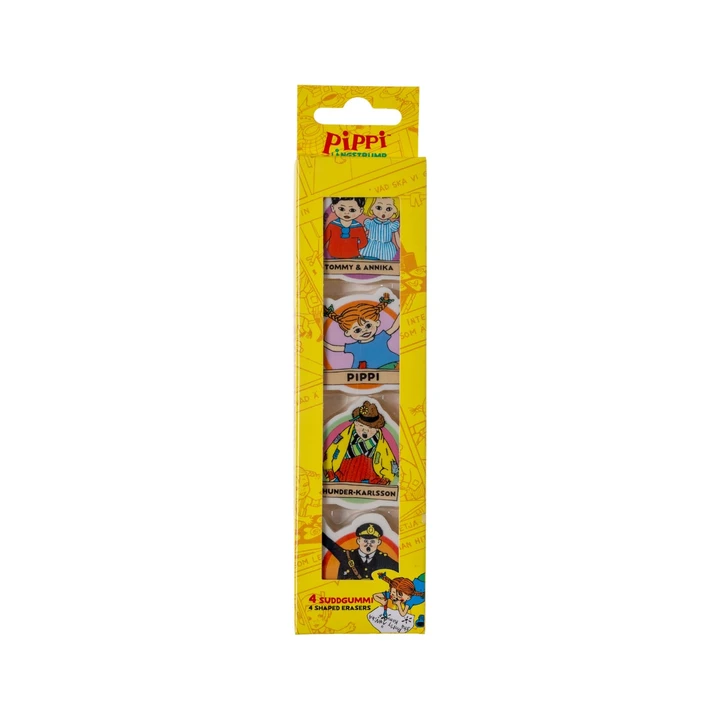 Pippi 4-Pack Erasers in Box – Multicolour