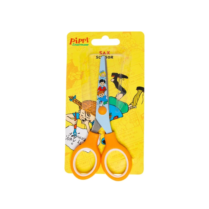 Pippi Children's Scissors with Pippi, Annika and Tommy Motif – Orange