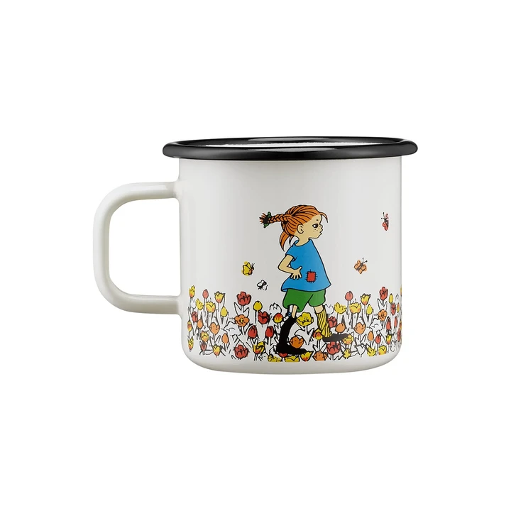 Pippi Langstrumpf Emaillebecher Be More Pippi Weiß – 3,7 dl