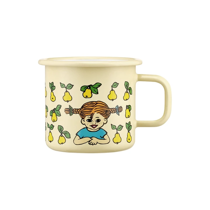 Pippi Langstrumpf Emaillebecher Früchte Gelb – 3,7 dl