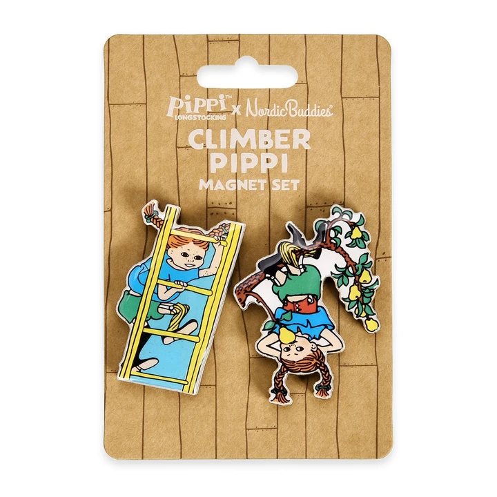 Karaktärsmagneter Pippi klättrar och hänger upp och ner – 2-pack