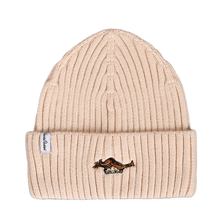 Mössa Pippi Tittut Broderat Motiv Vuxen - Beige