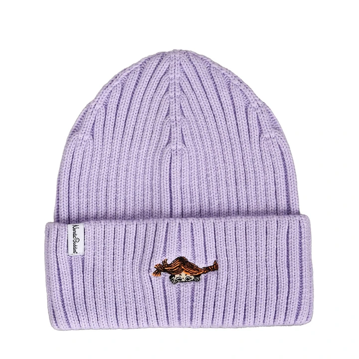 Beanie Pippi Peekaboo Embroidered Motif Adults - Purple
