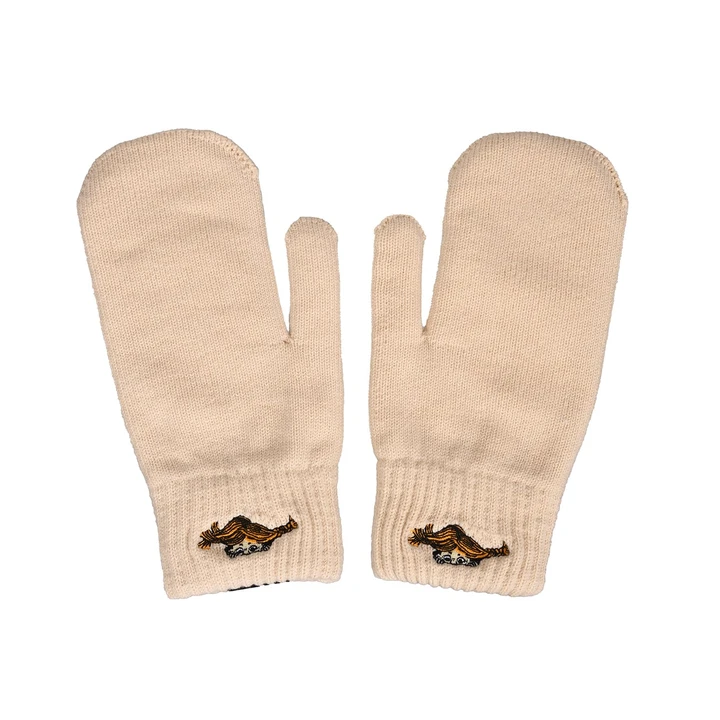 Handschuhe/ Fäustlinge mit Pippi-Stick für Erwachsene - Beige