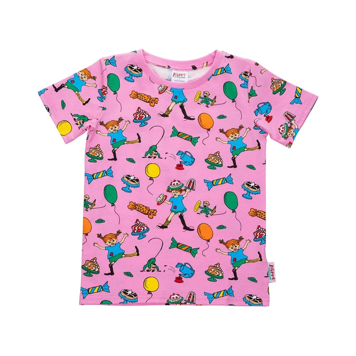 Pippi Långstrump T-shirt Kalas - Rosa