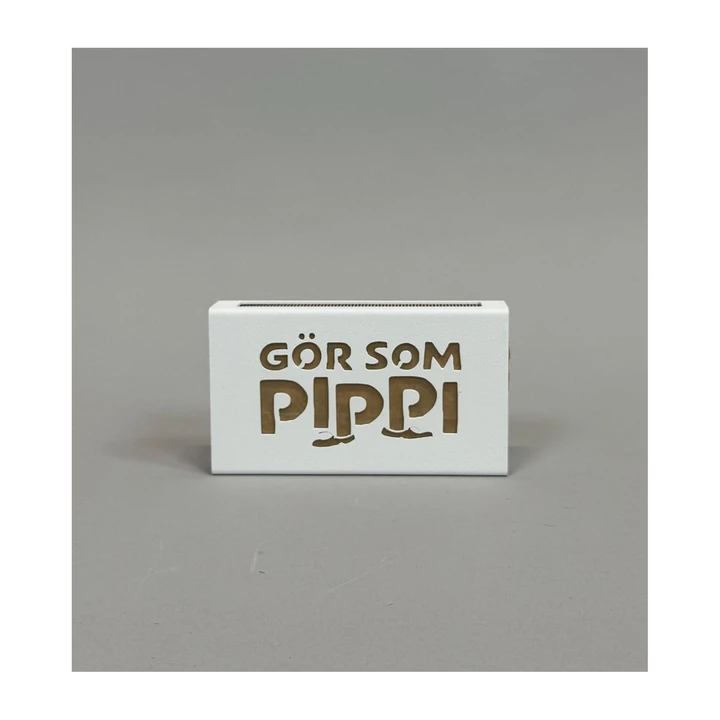 Pippi Langstrumpf Streichholzhalter mit Text - Weiß