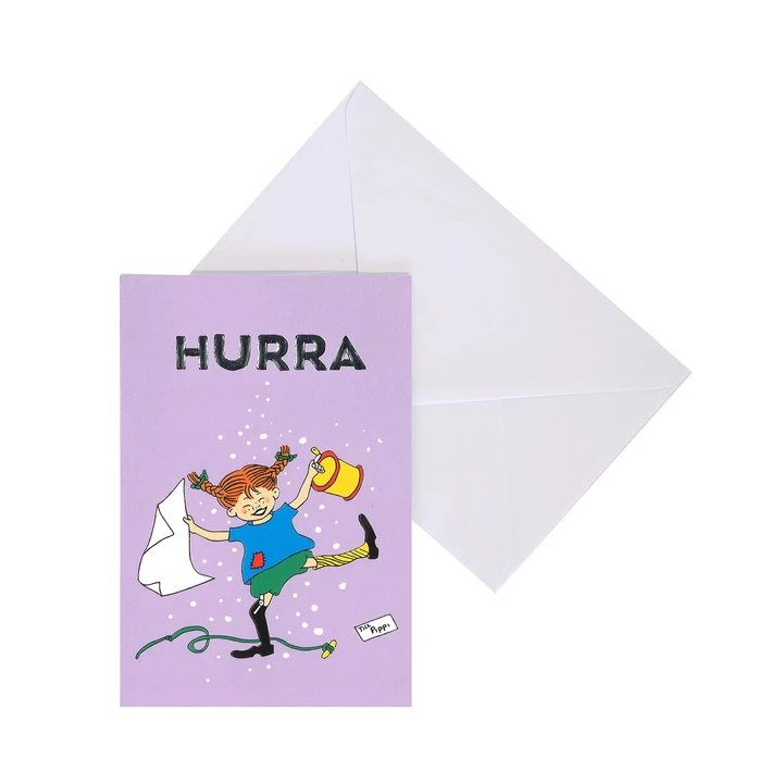 Pippi Långstrump Dubbelt Kort Lila – 11,5 x 17cm
