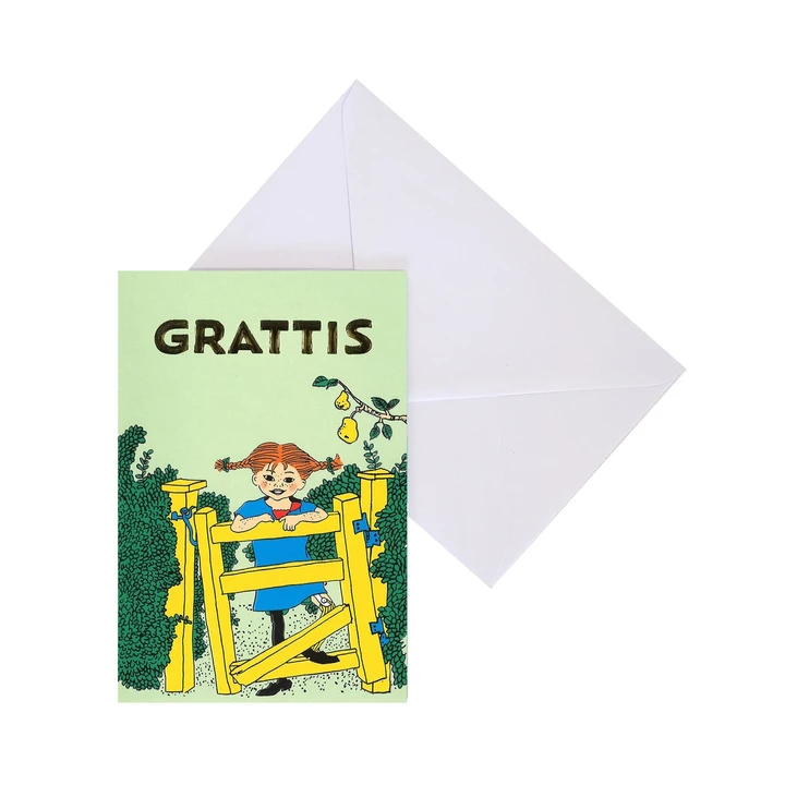 Pippi Långstrump Dubbelt Kort Grön – 11,5 x 17cm