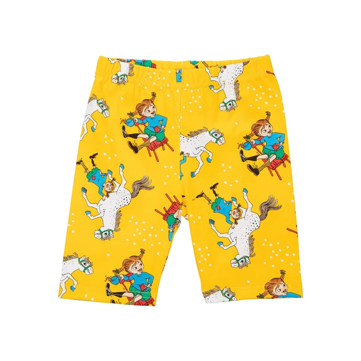 Pippi Longstocking & Her Horse Bike Shorts - Yellow